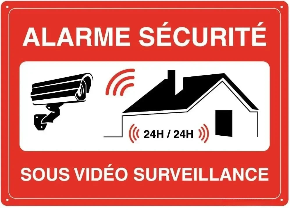 Panneau Aluminium Sécurité “Alarme Vidéo – Propriété Privée, Défense d’Entrer” – Plaque Rétro pour Parking et Zones Protégées