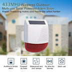 Sirène Extérieure Sans Fil Solaire 433 MHz 110 dB avec Flash – Étanche IP65 et Batterie Longue Autonomie