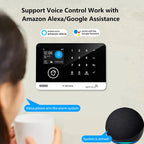 FUERS G03 Heimalarmsystem WiFi + GSM – Anti-Ventil-Zentrale mit farbigem Bildschirm, Sensoren und Steuerung über Tuya Smart, kompatibel mit Alexa