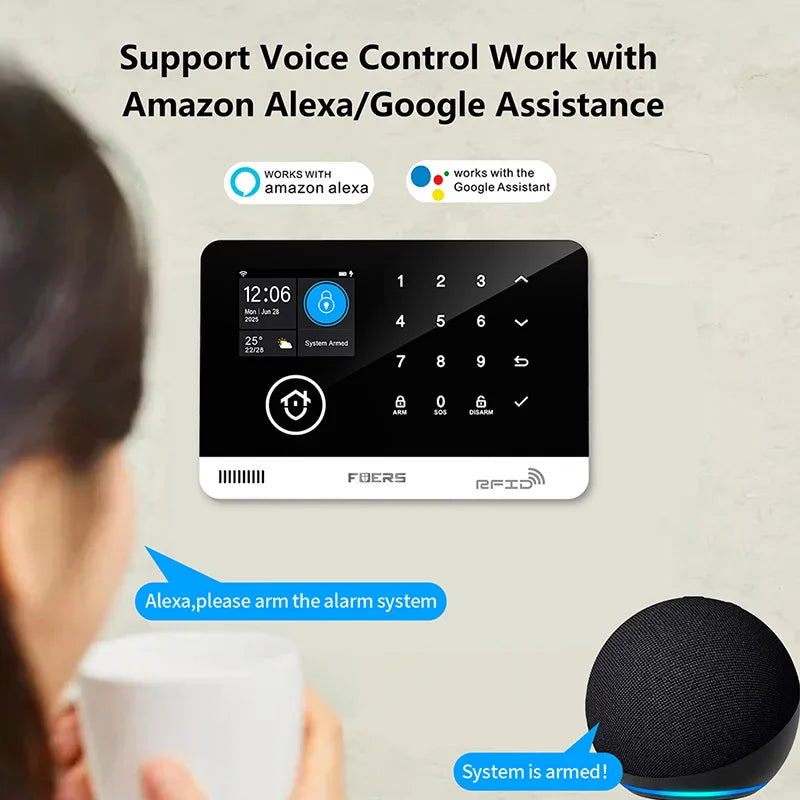 FUERS G03 Sistema de alarma para casa WiFi + GSM – Central antivol con color electrónico, captadores y control vía Tuya Smart, compatible con Alexa