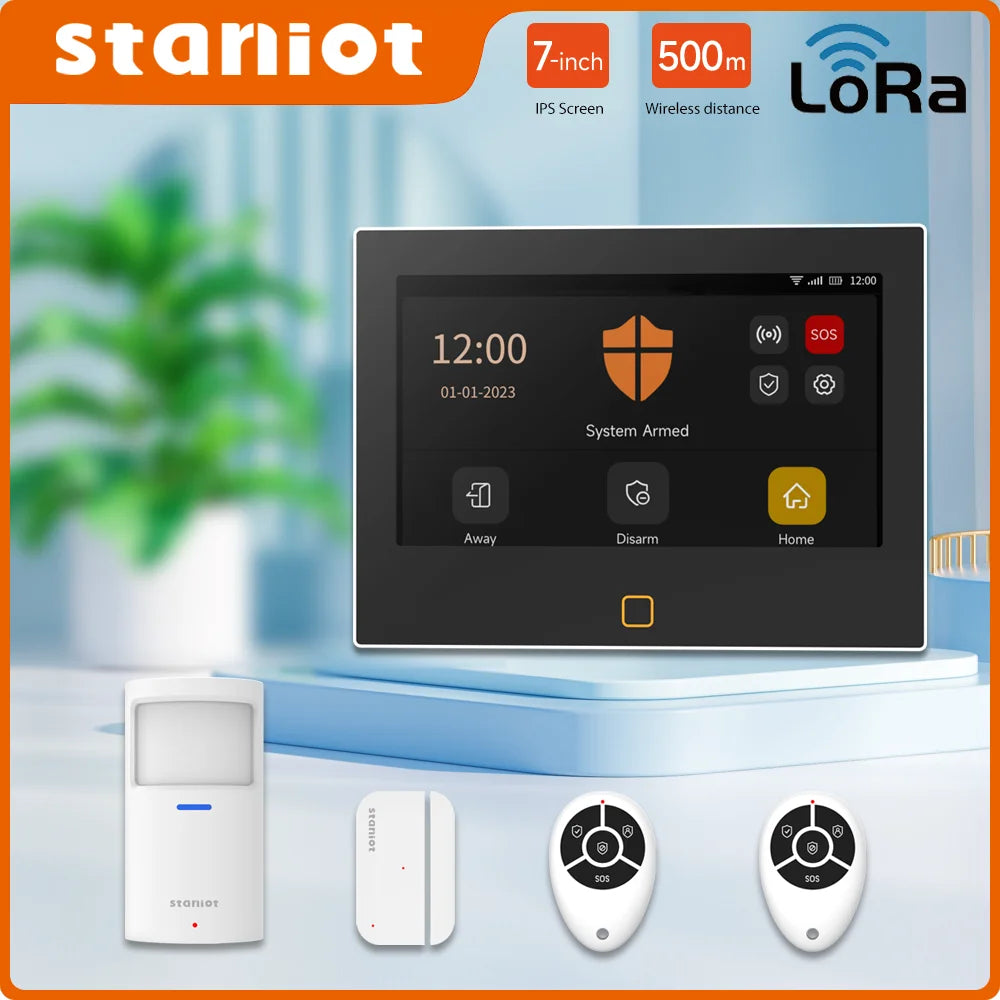 Staniot SecPanel 7 Pro H700-4G-L – Système d’Alarme Maison LoRa WiFi + 4G avec Écran Tactile 7", Portée 500 m et Sirène 115 dB