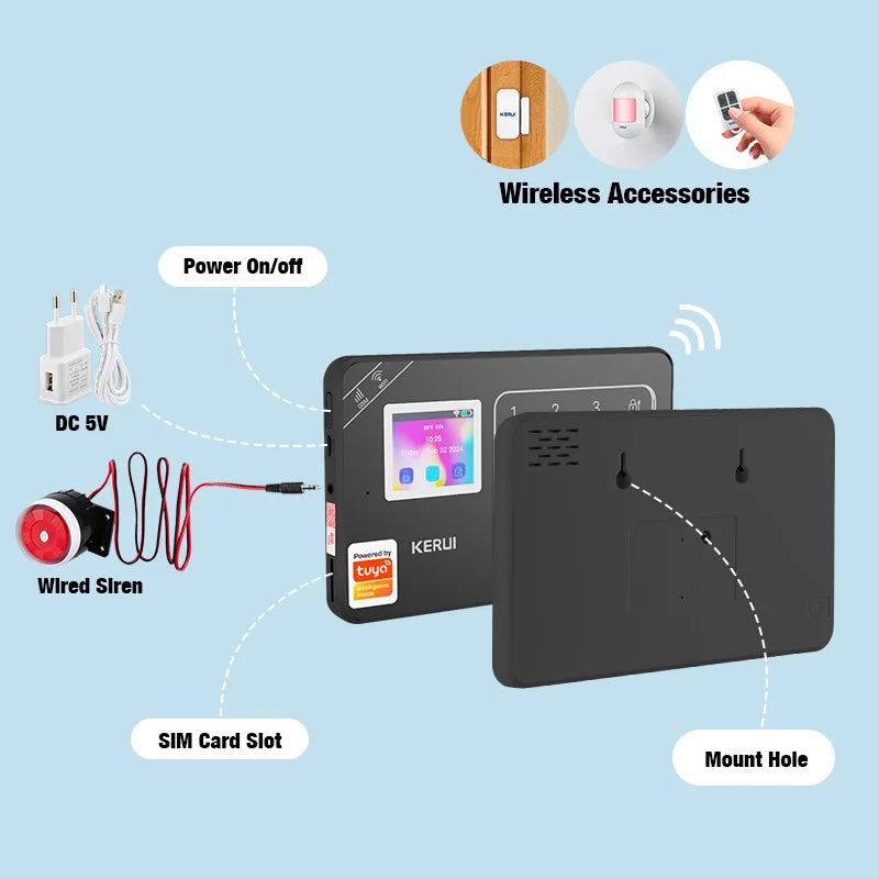 KERUI W181 – Sistema de alarma Maison Connecté Tuya WiFi &amp; GSM, Seguridad Sans Fil con detector de movimiento y captadores de apertura 