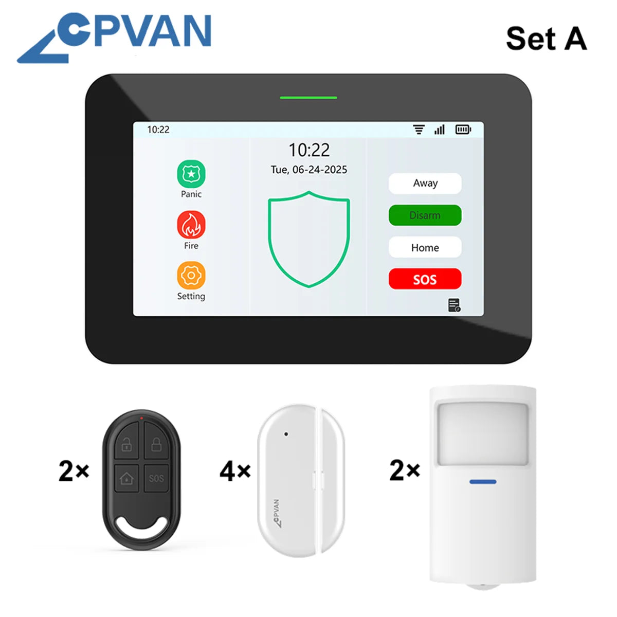 CPVAN CP10 Pro – Système d’Alarme Maison WiFi + 4G Tuya avec Écran Tactile 7" et Sirène 110 dB