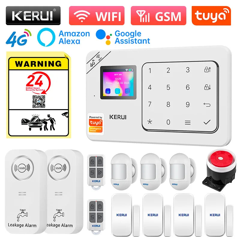 KERUI W184 – Sistema de alarma Maison Sans Fil 4G &amp; WiFi Tuya con Livraison Rapide desde Europa, Kit de Seguridad Conectado Anti-Intrusión 