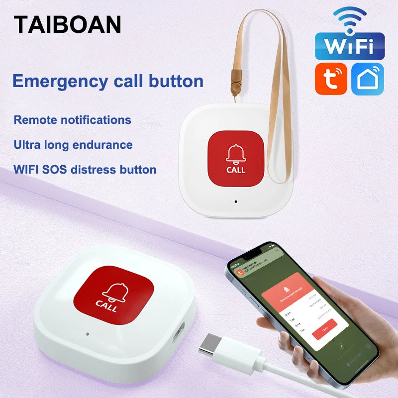 Botón SOS WiFi TUYA – Botón de llamada de urgencia conectado para personas mayores, niños y personas dependientes