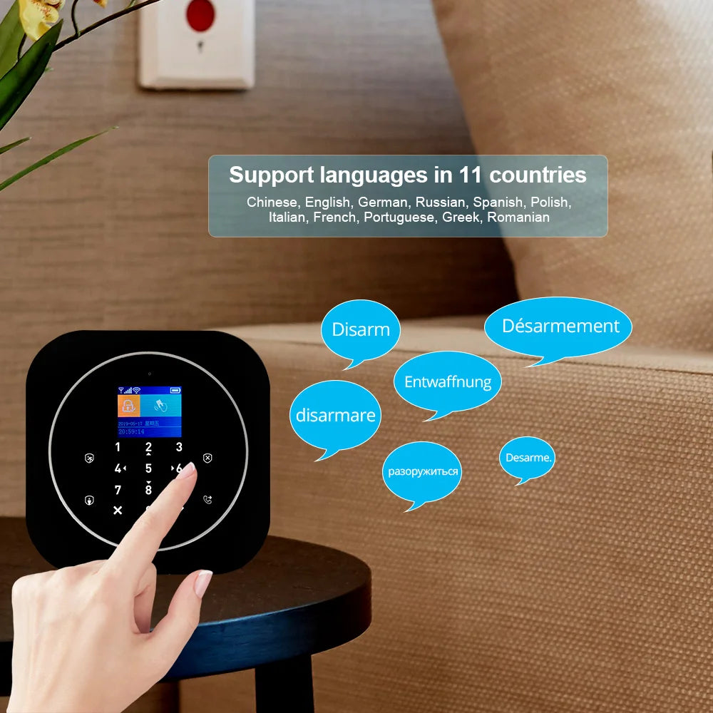 KERUI G12 – Sistema de alarma Maison Sans Fil WiFi &amp; GSM con aplicación Tuya, color de pantalla, detectores de puertas y movimiento
