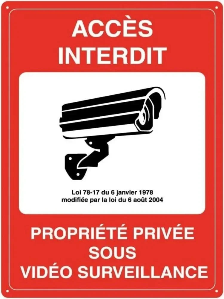 Panneau Aluminium Sécurité “Alarme Vidéo – Propriété Privée, Défense d’Entrer” – Plaque Rétro pour Parking et Zones Protégées