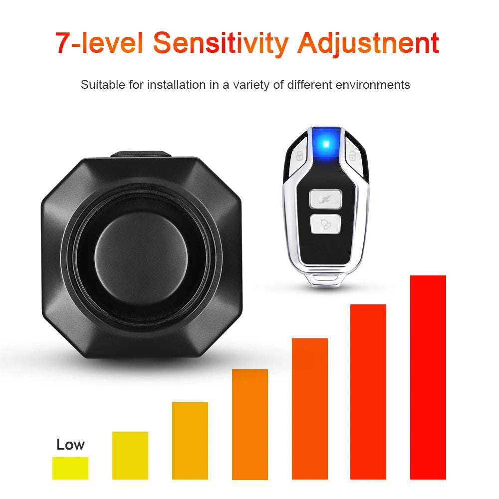 Gadpow Alarme Antivol à Vibration Recargable 110 dB – Sistema de seguridad Étanche avec Télécommande pour Voiture, Camping-Car, Moto et Vélo