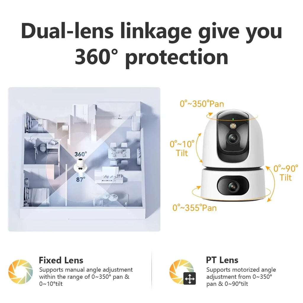 Caméra Intérieure IMOU Ranger Dual 6MP / 8MP – Double Objectif 360°, Vision Nocturne Couleur, Détection Humaine et Animaux, Audio Bidirectionnel