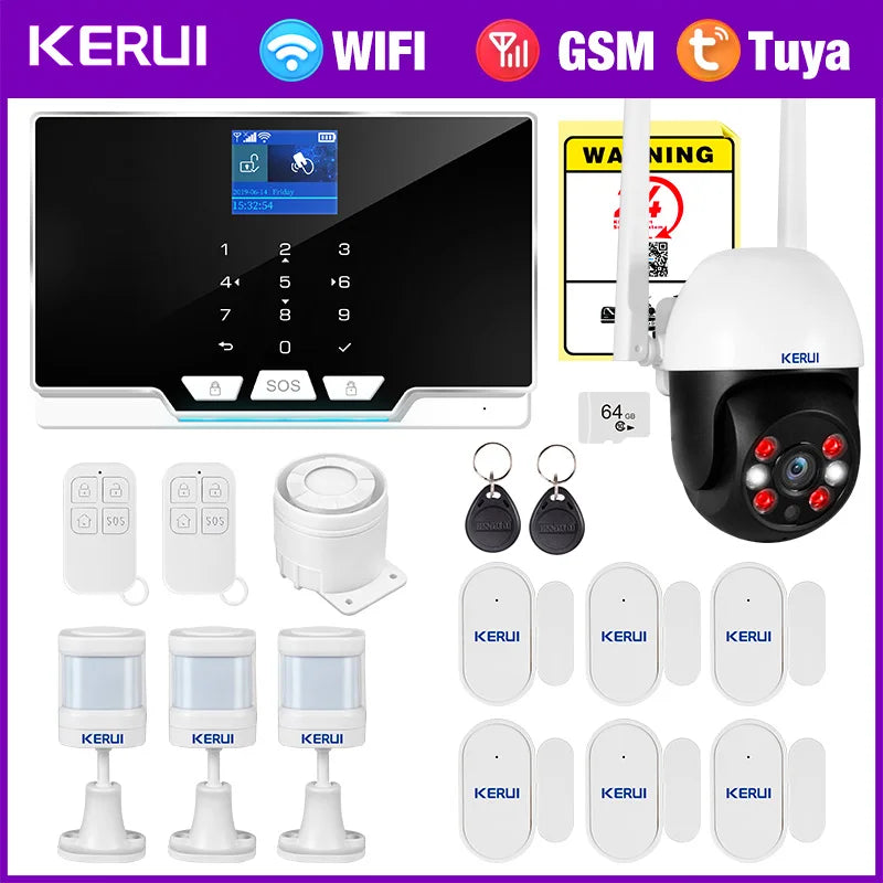 KERUI G20 – Smartes Tuya-Smart-Alarmsystem mit farbigem Bildschirm, Sirene und 433-MHz-Funkdetektoren, kompatibel mit Alexa 