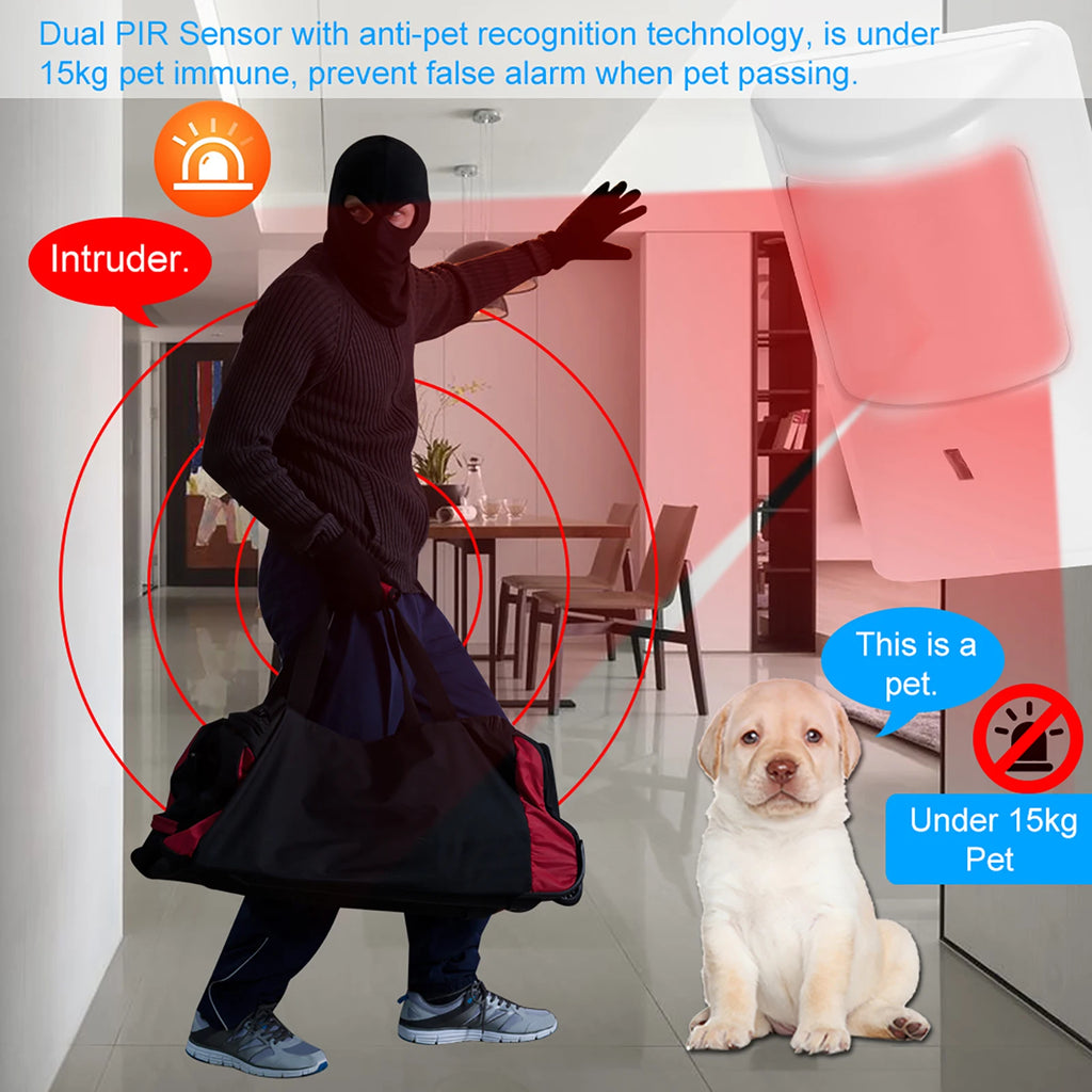 Pack de 2 Detectores de Movimiento Filaire PIR Anti-Animaux KKMOON – Capteur Double Infrarouge pour Alarme Maison, Immunité Animaux jusqu'à 15 kg
