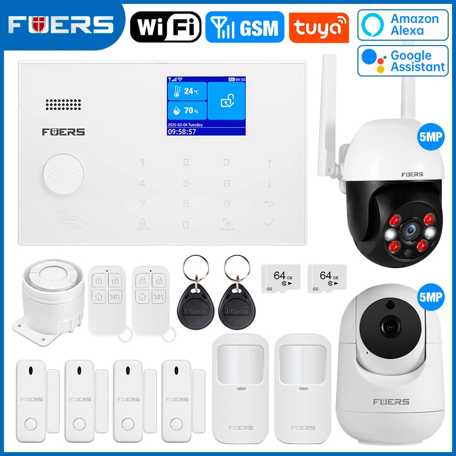 FUERS G30 – Sistema de alarma Maison Connecté Tuya WiFi &amp; GSM, Écran Couleur, Sirène et Détecteurs, Seguridad Sans Fil avec Application