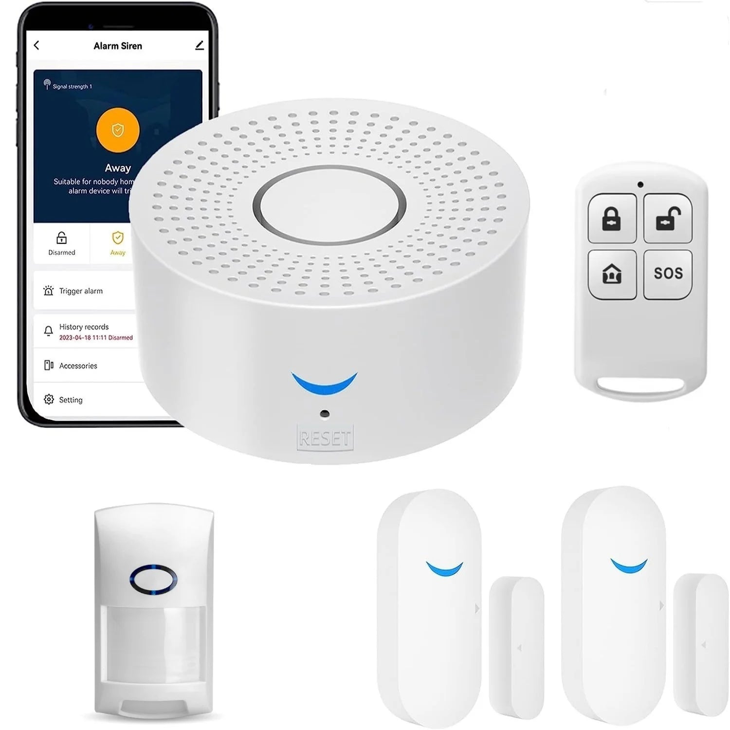 Sistema de alarma Maison Connecté Tuya WiFi 433 MHz con Sirène 120 dB - Kit Seguridad Sans Fil Smart Life, Compatible Alexa y Google 