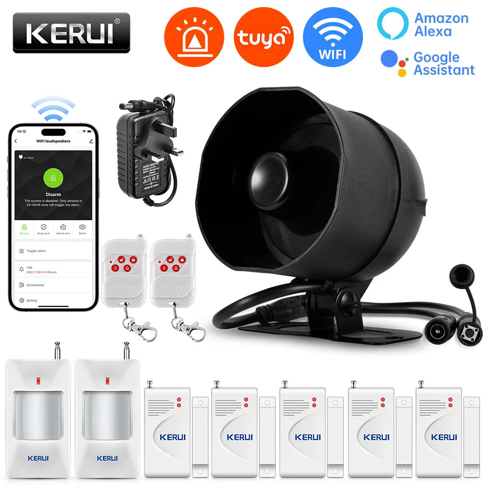 KERUI – Sistema de alarma Maison Connecté WiFi Tuya con Sirène 120 dB, Captores de movimiento y apertura