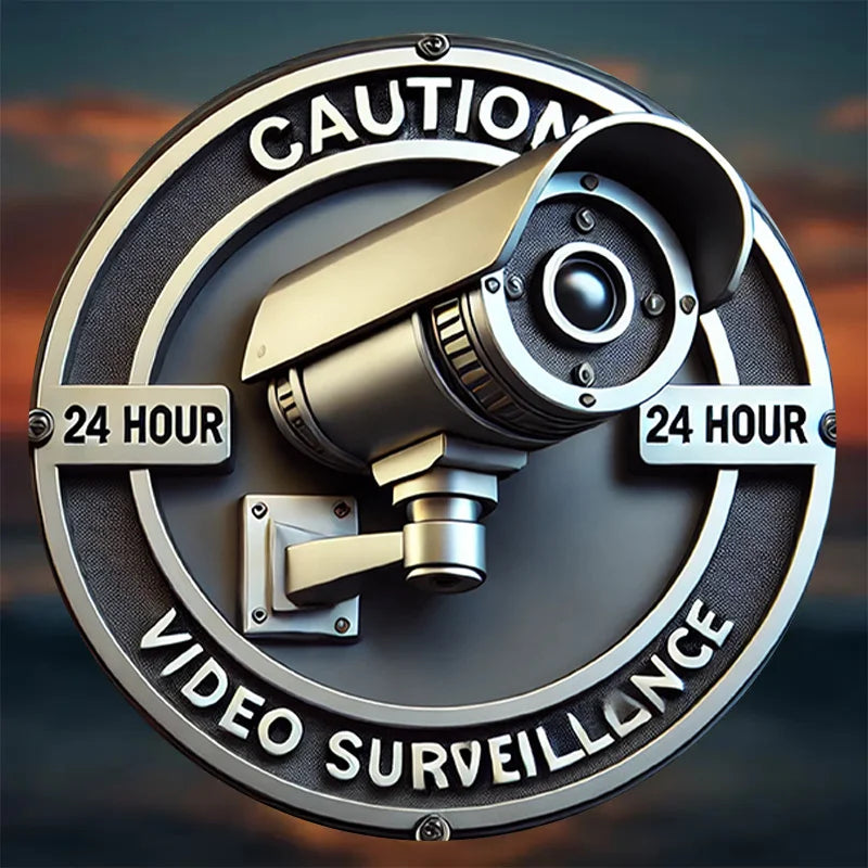 Plaque Murale Métal “Heures de Surveillance” – Décoration Moderne Rétro en Aluminium, Design Plat 2D pour Maison et Appartement