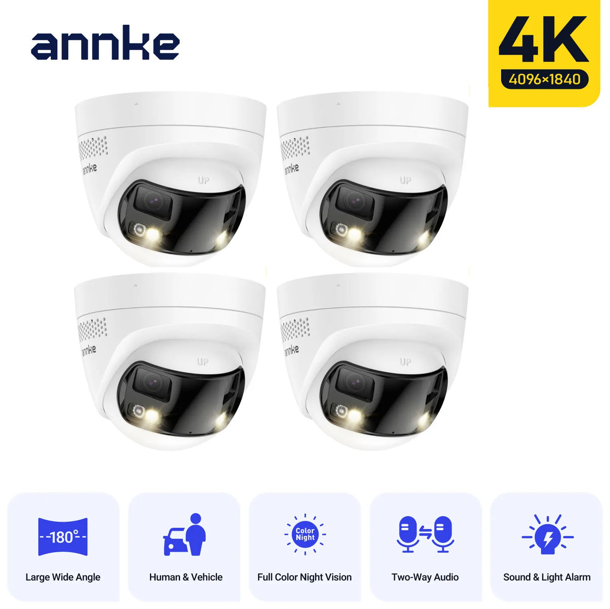 Caméra de Surveillance ANNKE 4K 8MP PoE à Double Objectif – Vision Panoramique 180°, Vision Nocturne Couleur, Audio Bidirectionnel et IP67