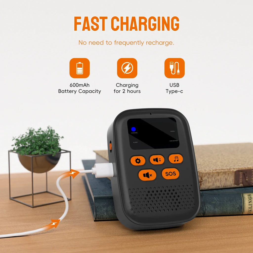 Buscapersonas SOS para ayuda con botones de llamada sin hilos: reloj y receptor vibrante con pantalla, sistema de alerta médica para personas mayores (sin WiFi) 