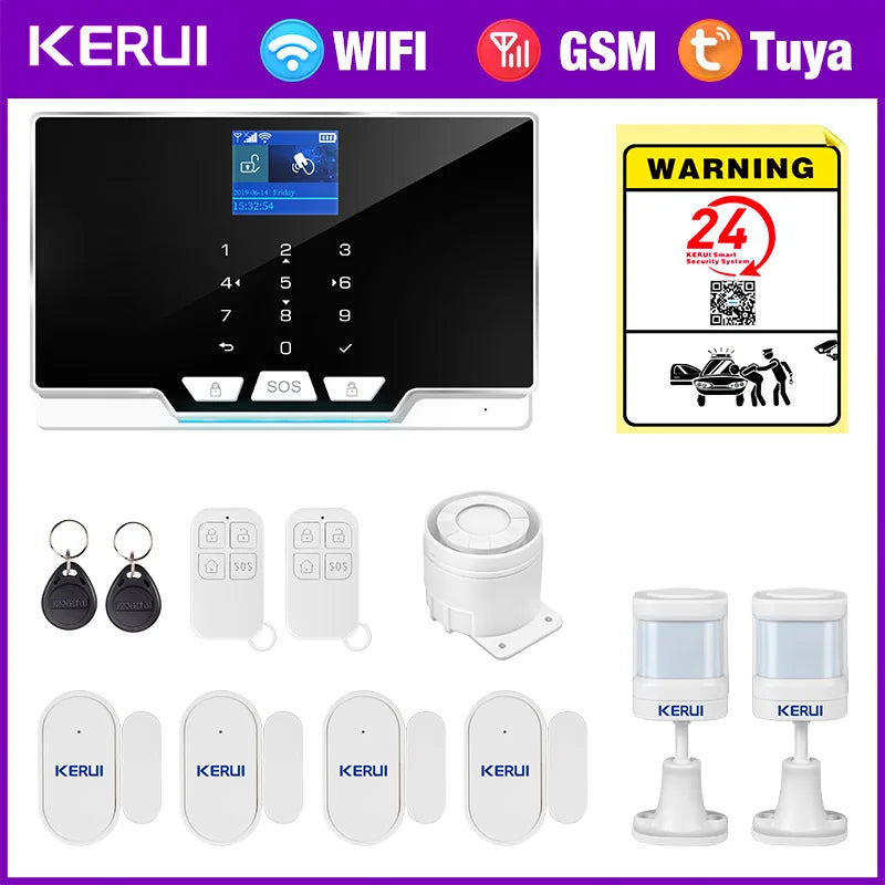 KERUI G20 - Sistema de alarma Casa Conectada Tuya Smart con color de pantalla, Sirène y detectores Sans Fil 433 MHz, Compatible Alexa 