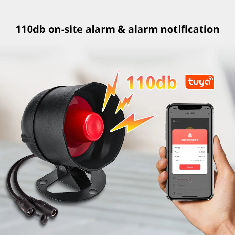 Kit de alarma Maison Connectée KERUI Tuya WiFi con Sirène 110 dB – Sistema de seguridad sin filtro con detector de movimiento y capturador de puerta/ventana 