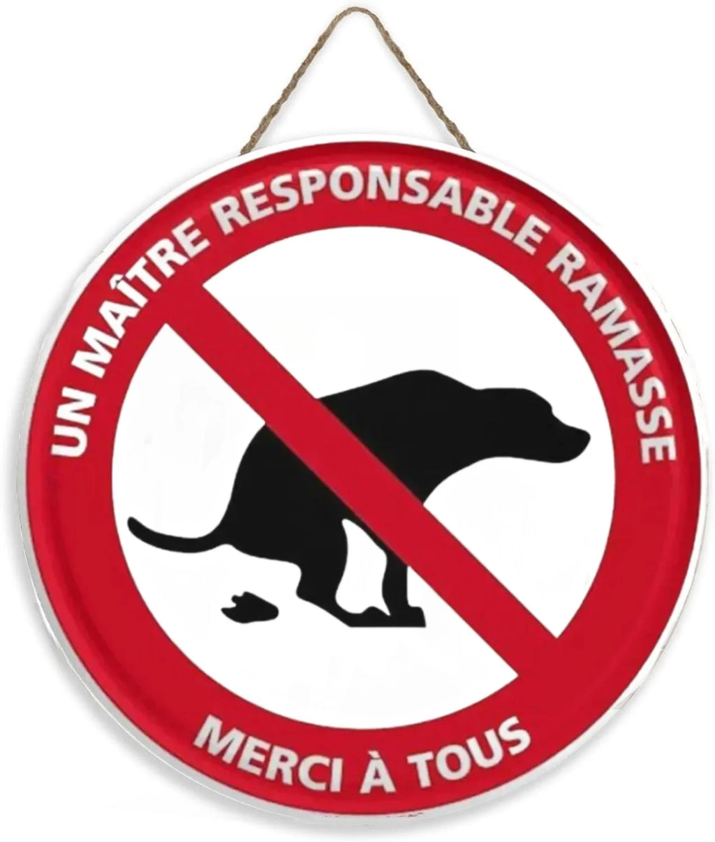 Panneau Rond en Bois “Propriété Privée – Accès Interdit – Vidéosurveillance” – Decoración Murale Seguridad para Cour, Jardin et Allée 