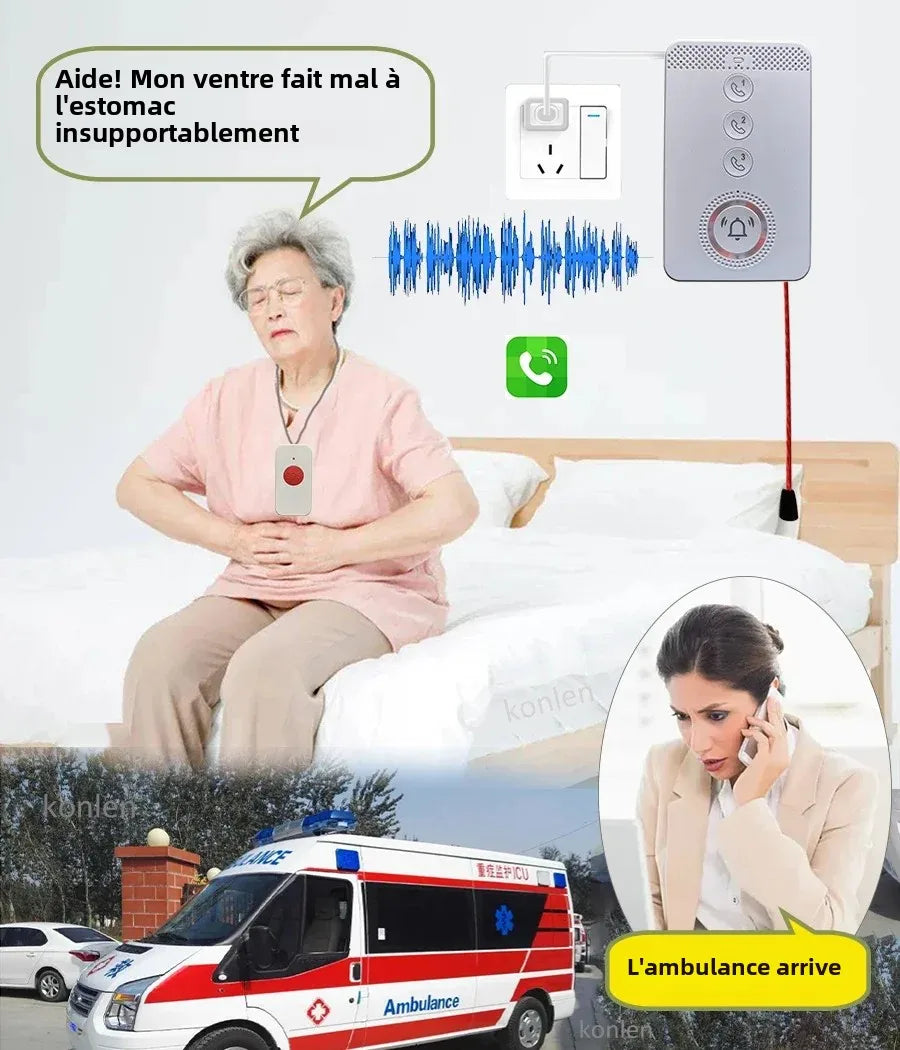Teléfono SOS 4G con botón Unique KONLEN – Alarma de urgencia con llamada y SMS para personas mayores, niños y personas dependientes
