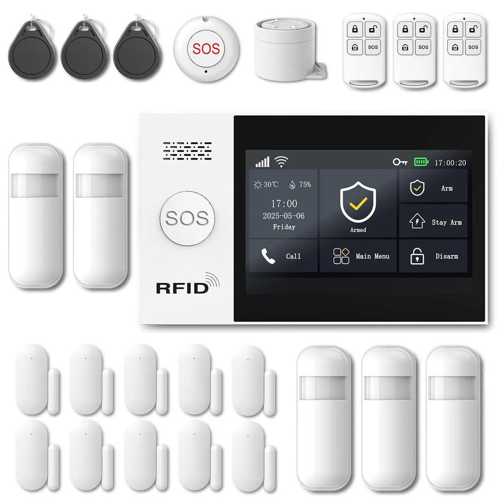 XUK PG-107 – Sistema de alarma Maison Connecté Tuya WiFi &amp; 4G con pantalla táctil 4,3", Sirène Puissante et Control Intelligent 