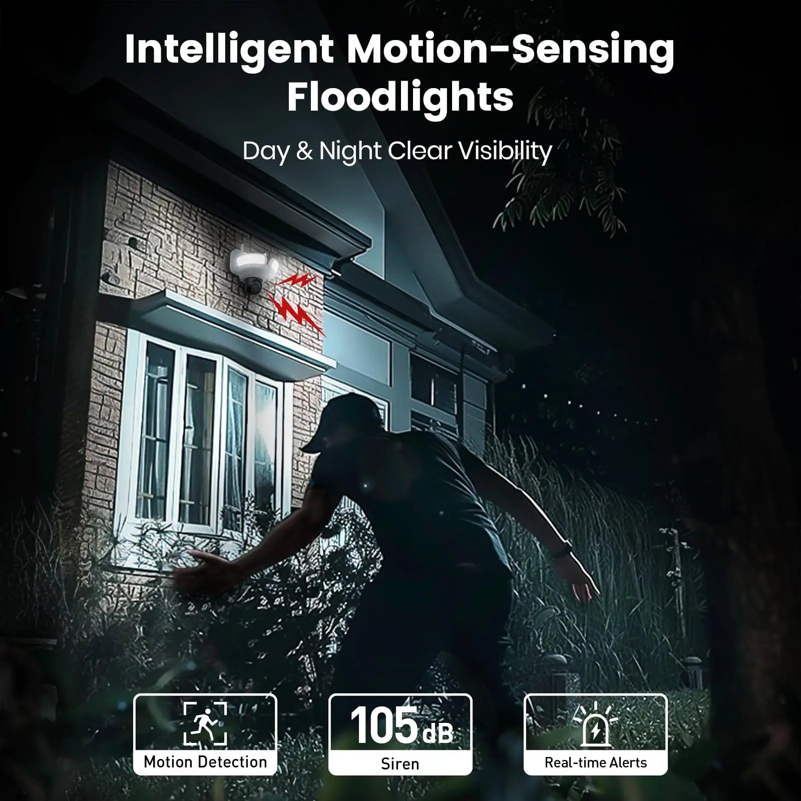 Caméra de Surveillance Extérieure DEKCO 3K UHD avec Projecteur – Vue 360°, Vision Nocturne Couleur, Détection PIR et Audio Bidirectionnel