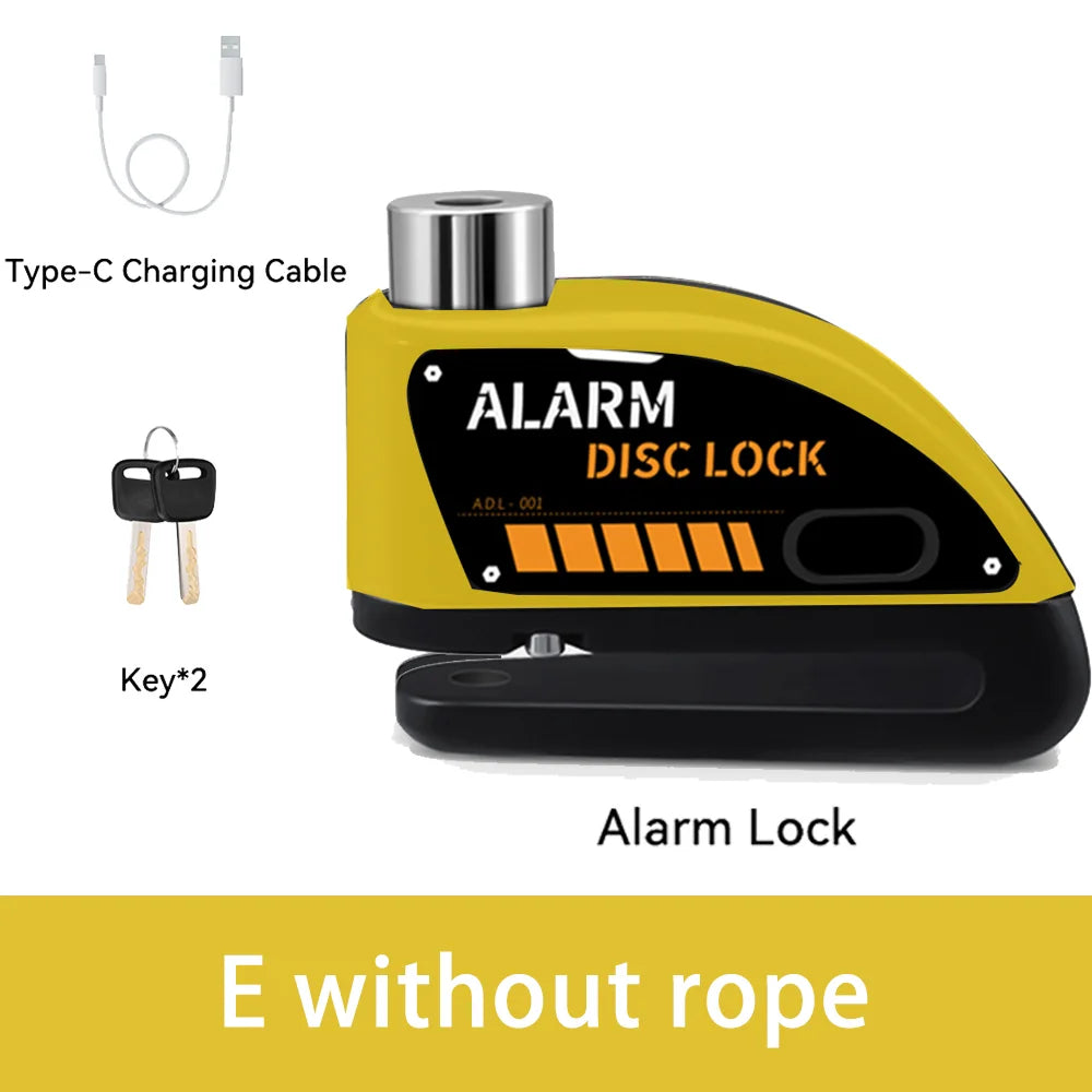 Rockbye Antivol à Disque avec Alarme 120 dB Rechargeable – Bloque-Disque Étanche pour Moto, Scooter et Vélo avec Câble de Sécurité