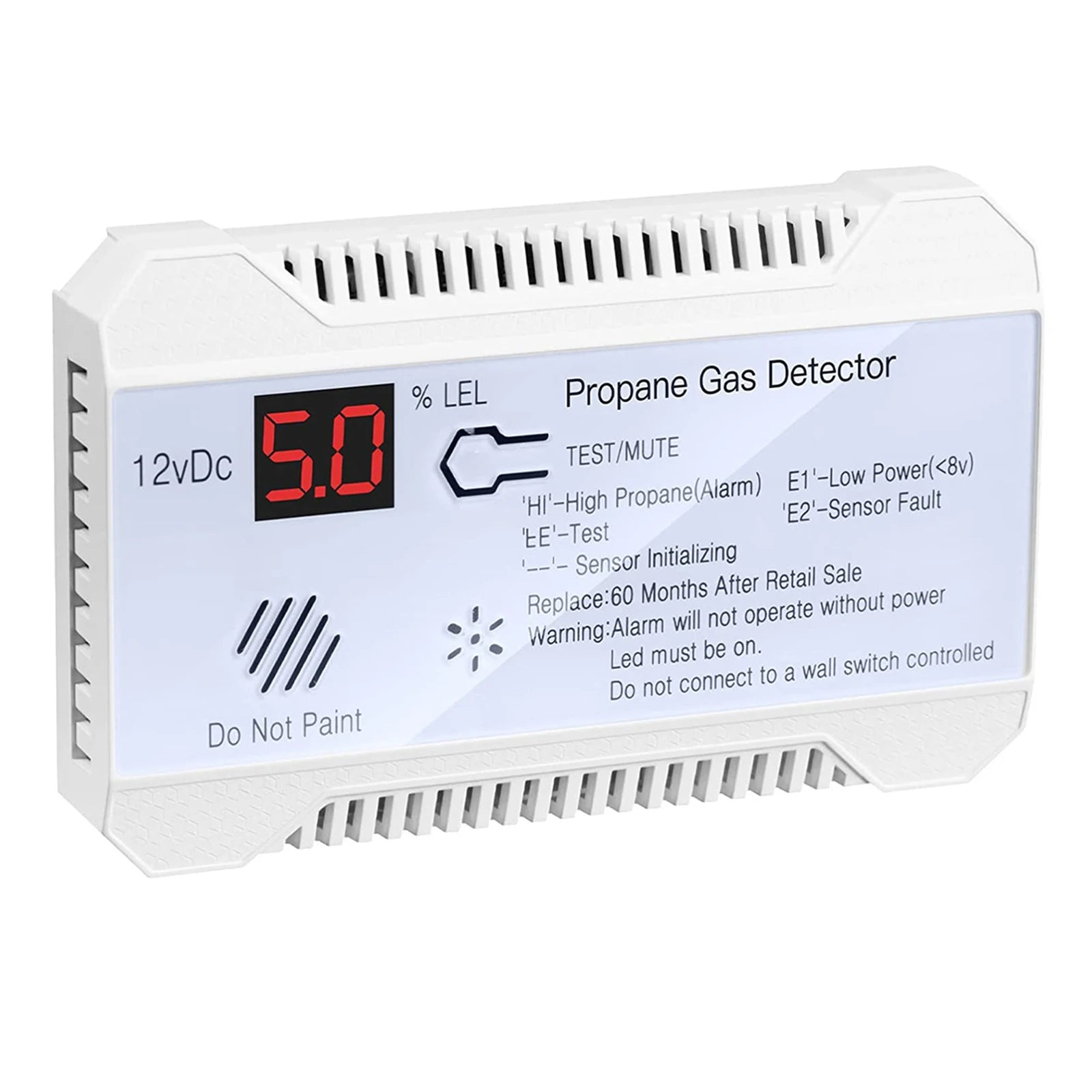Détecteur de Gaz Propane pour Camping-Car 12V avec Alarme 85 dB – Alarme Gaz Compacte pour Van, Caravane et Motorhome