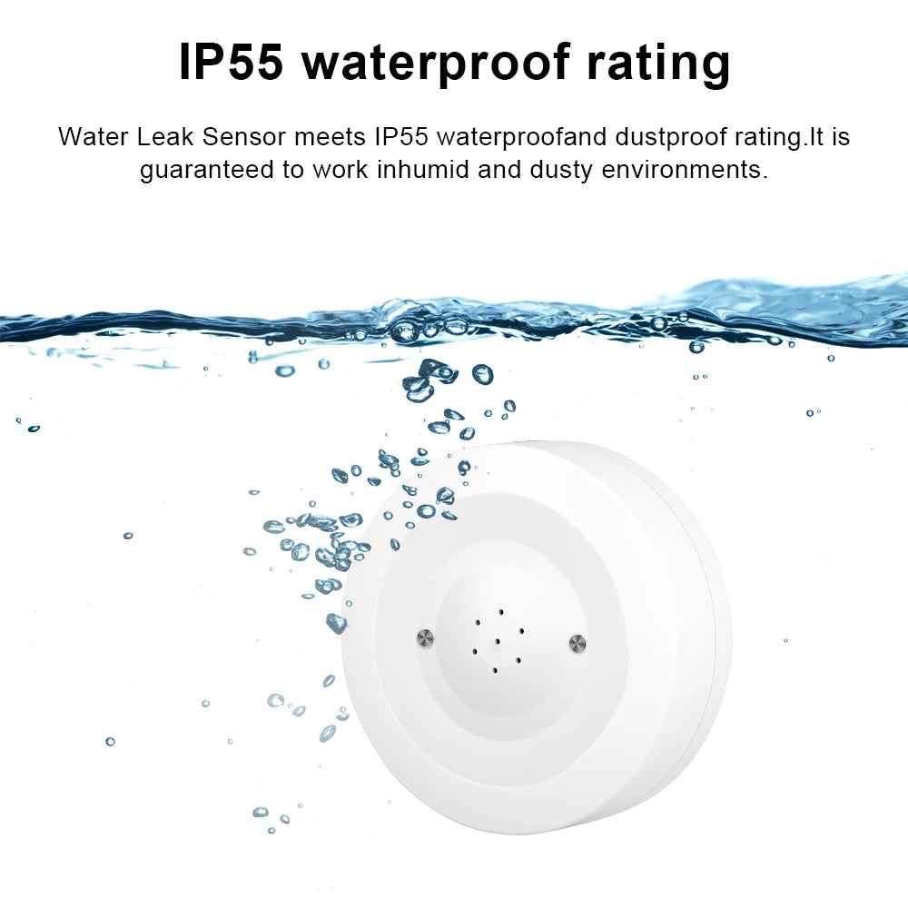 Détecteur de Fuite d’Eau WiFi ONENUO Tuya – Capteur d’Inondation Connecté avec Alarme 80 dB et Étanchéité IP55