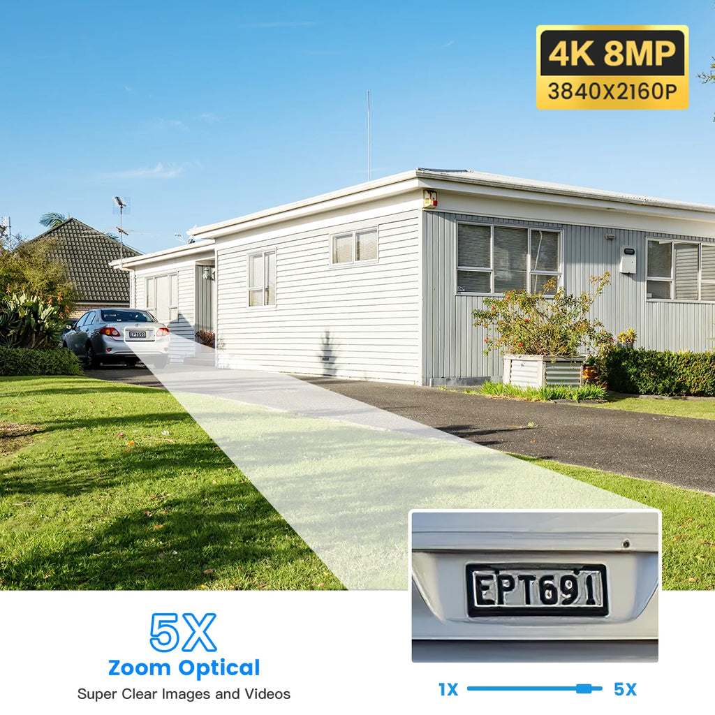 Caméra de Surveillance Ctronics 4K 8MP WiFi 5G Extérieure – PTZ 360°, Zoom Optique 16x, Vision Nocturne Couleur et Suivi Automatique