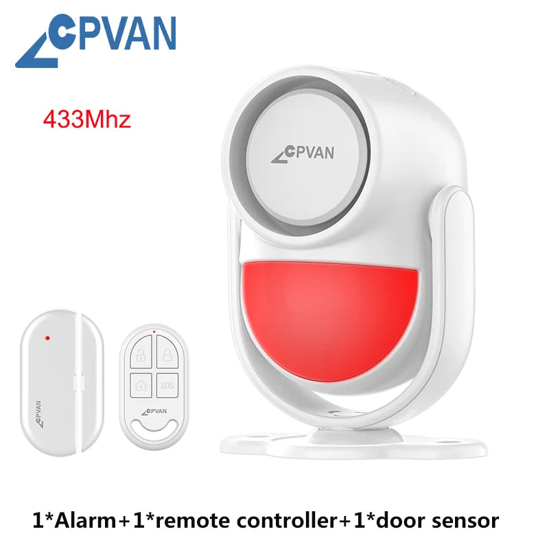 Detector de movimiento infrarrojo PIR CPVAN con Sirène 125 dB – Alarma de casa, garaje, apertura y autocaravana con teléfono y capturador de puerta 