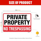 Lot de 4 Panneaux “Propriété Privée – No Trespassing” en Aluminium – Plaques de Sécurité Antirouille pour Intérieur et Extérieur
