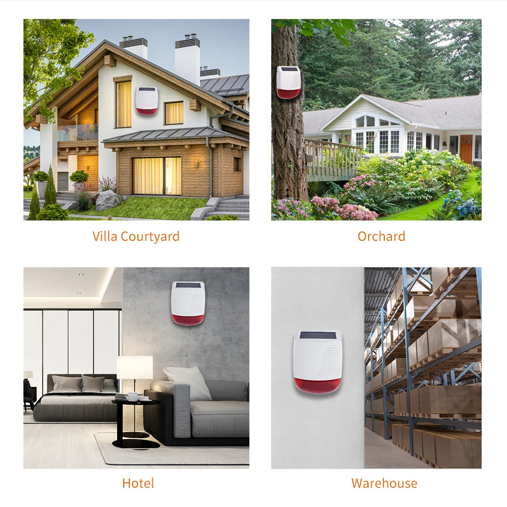 Staniot WSR100 - Sirène Extérieure Sans Fil Solaire con Flash, 110 dB, Étanche, Sistemas de alarma compatibles Tuya WiFi y GSM 