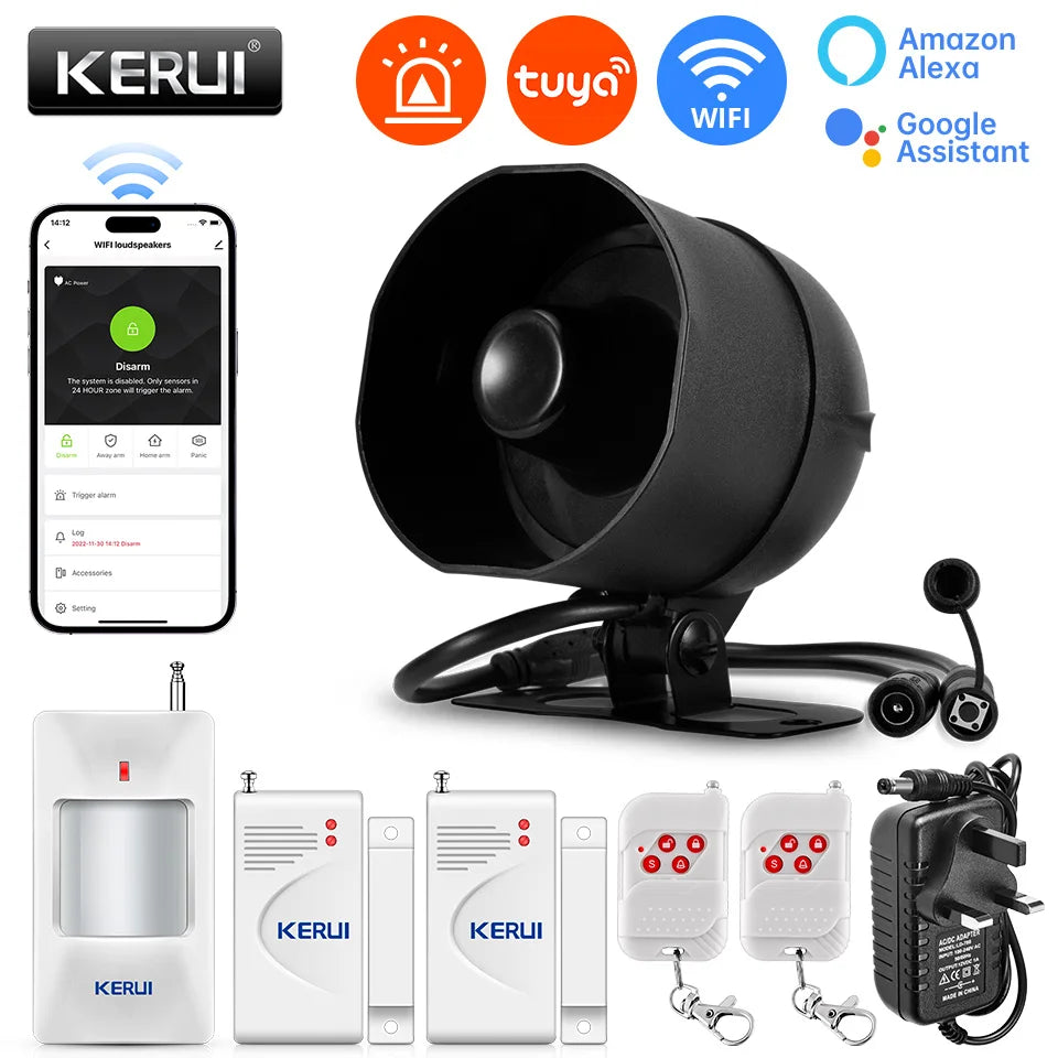 KERUI – Sistema de alarma Maison Connecté WiFi Tuya con Sirène 120 dB, Captores de movimiento y apertura