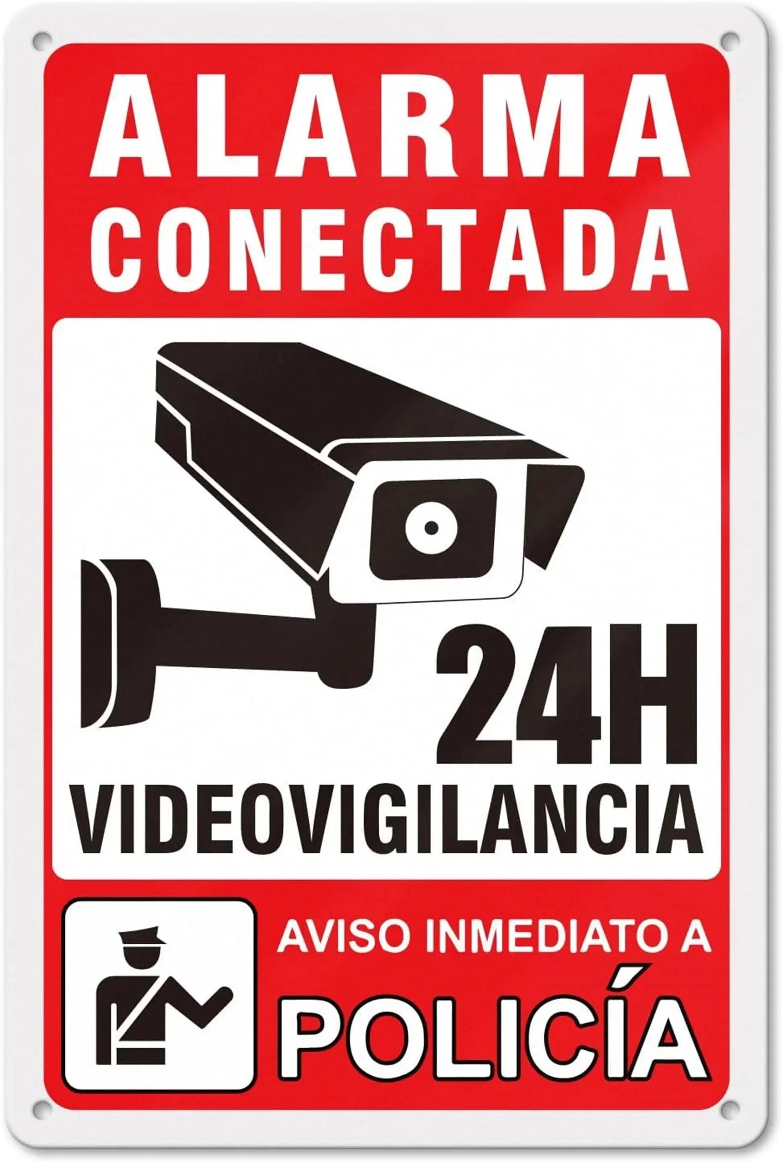 Panneau Métallique “Maison Sous Vidéosurveillance 24h/24” – Signalisation de Sécurité Extérieure Durable et Décorative