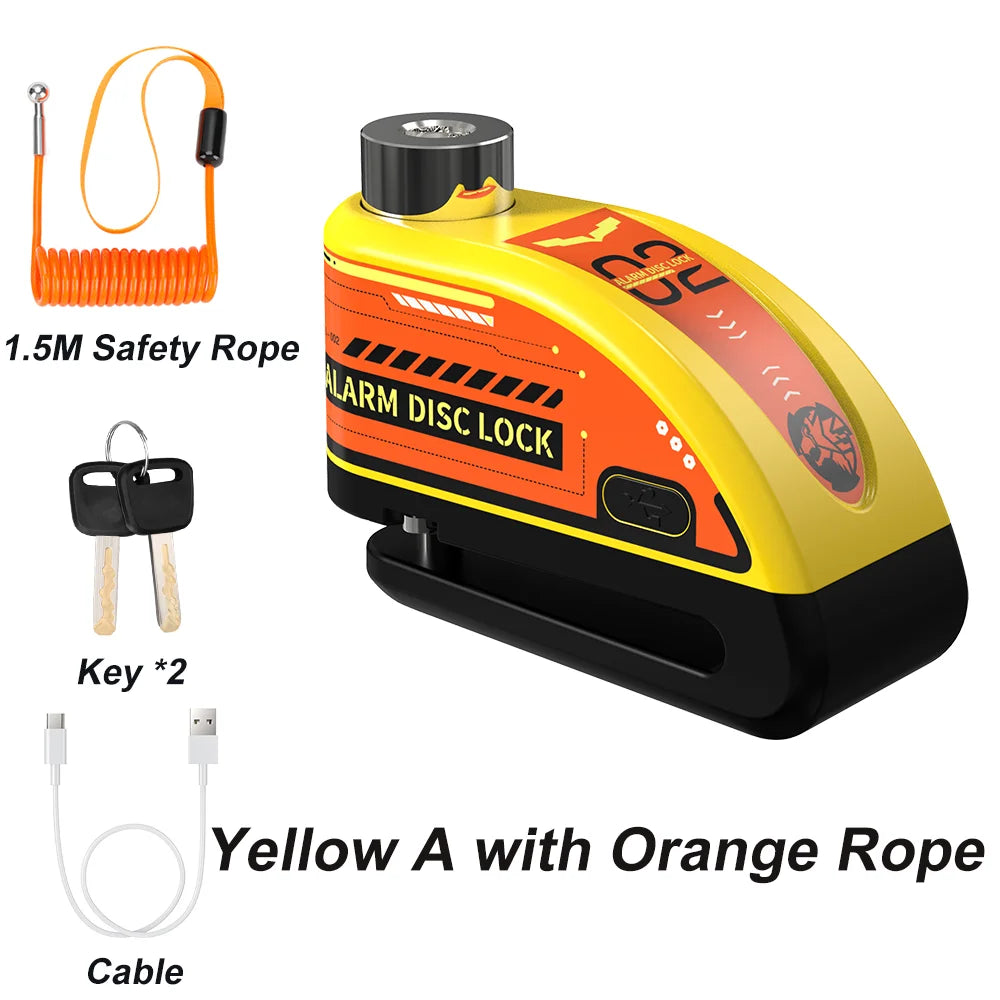 Antivol Alarme Rechargeable Bloomoto pour Moto et Vélo – Bloque-Disque 110 dB avec Câble de Sécurité et Recharge USB-C