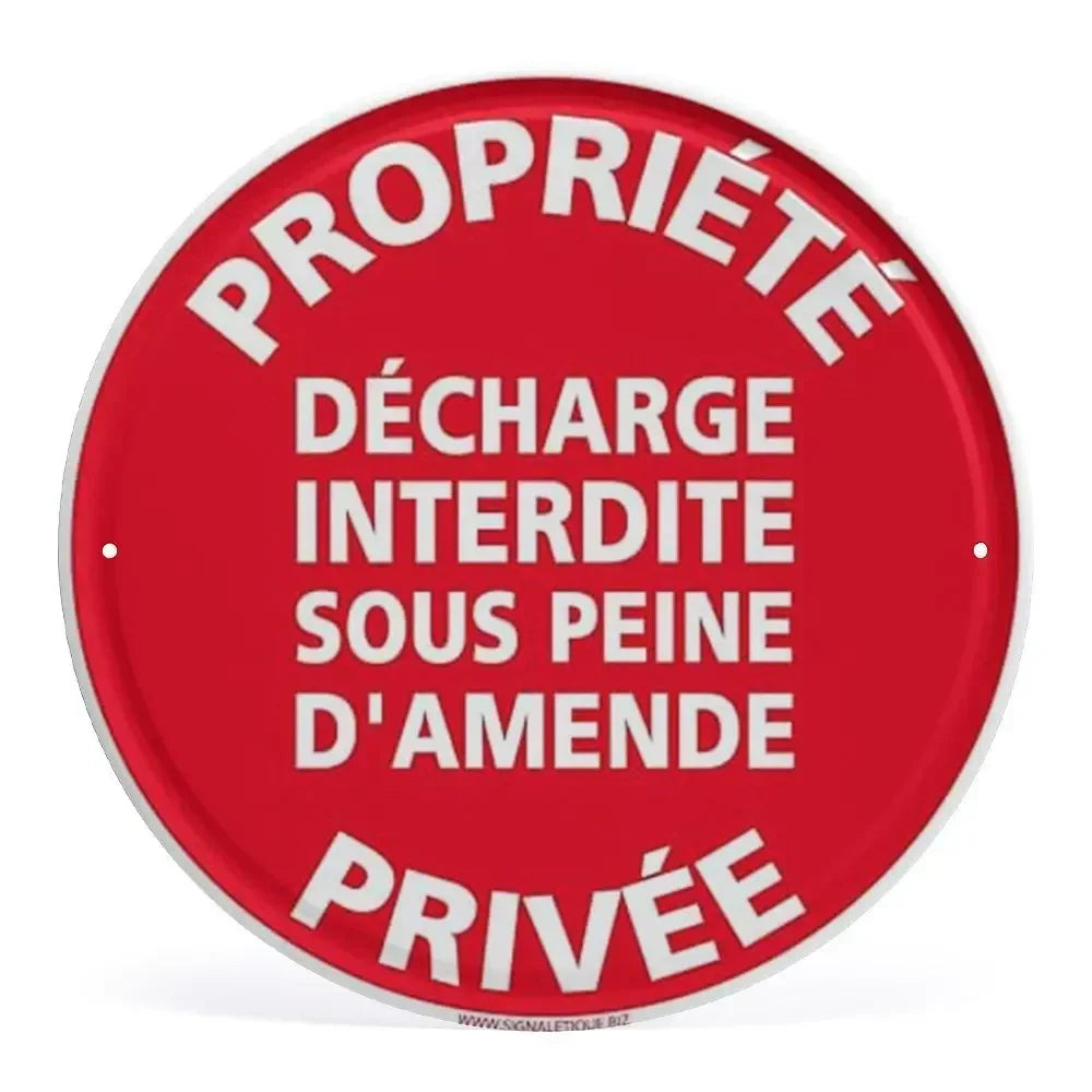 Panneau Rond en Aluminium “Propriété Privée – Accès Interdit – Vidéosurveillance” 20 cm – Señalización de seguridad exterior e interior 