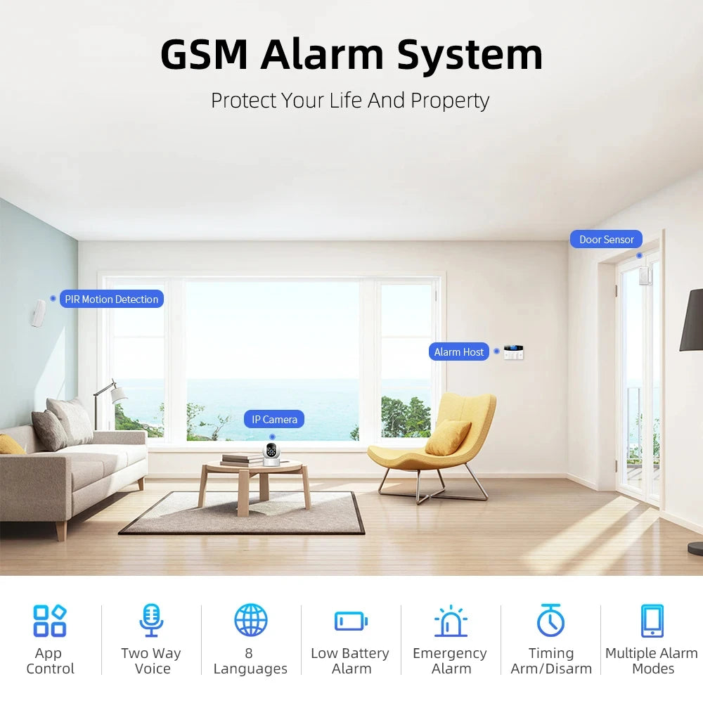 SMARSECUR TY-505 - Sistema de alarma Maison Connecté WiFi &amp; GSM, Seguridad Sans Fil DIY con aplicación Tuya, Compatible Alexa