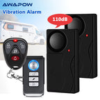 Awapow Alarme Antivol à Vibration 110 dB avec Télécommande – Protección Sans Fil pour Voiture, Camping-Car, Moto et Vélo