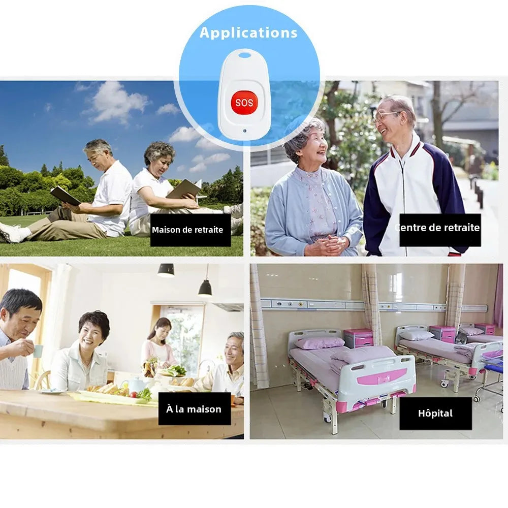 TOPVICO Bouton SOS Panique 433 MHz – Notfall-Türsprechanlage für Senioren, kompatible WiFi- und RF-Alarmsysteme