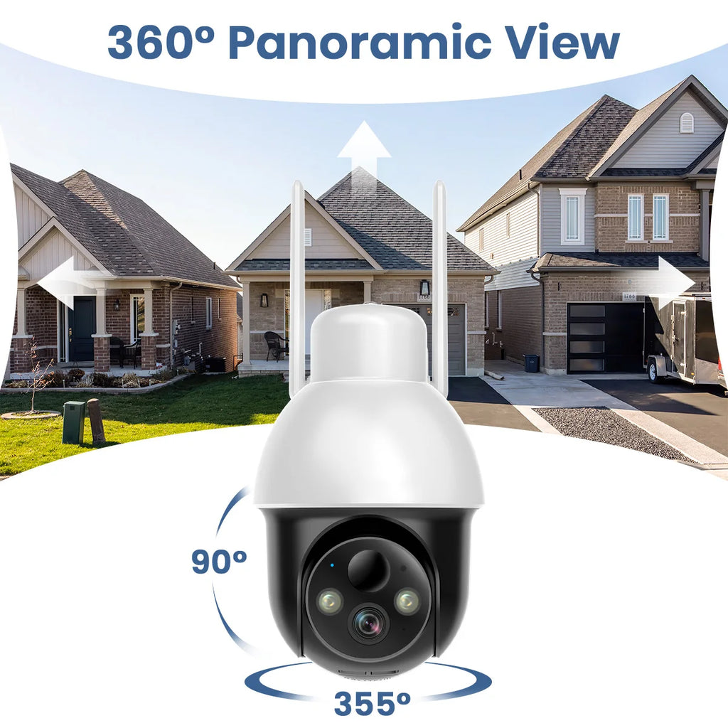 Caméra de Surveillance Extérieure Solaire AOSU 3MP PTZ – WiFi Sans Fil, Batterie Intégrée, Détection Humaine IA, Vision Nocturne Couleur et Audio Bidirectionnel