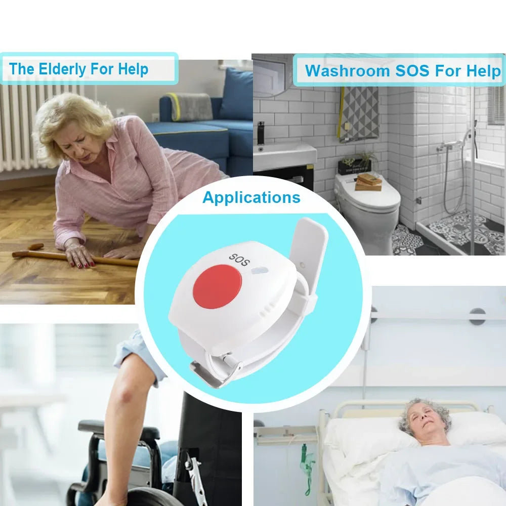 Pulsera SOS RF 433 MHz – Botón Panique Sans Fil pour Seniors, Système d'Alarme Maison et Assistance d'Urgence 