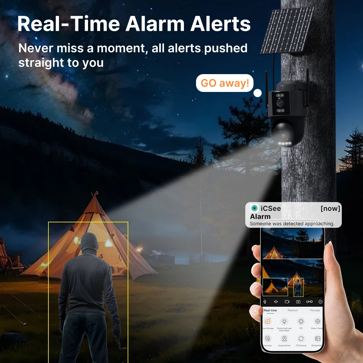 Caméra de Surveillance Solaire WONSDAR 4G avec Carte SIM – PTZ, Enregistrement 24/7, Suivi Automatique, Batterie et Étanchéité pour Extérieur