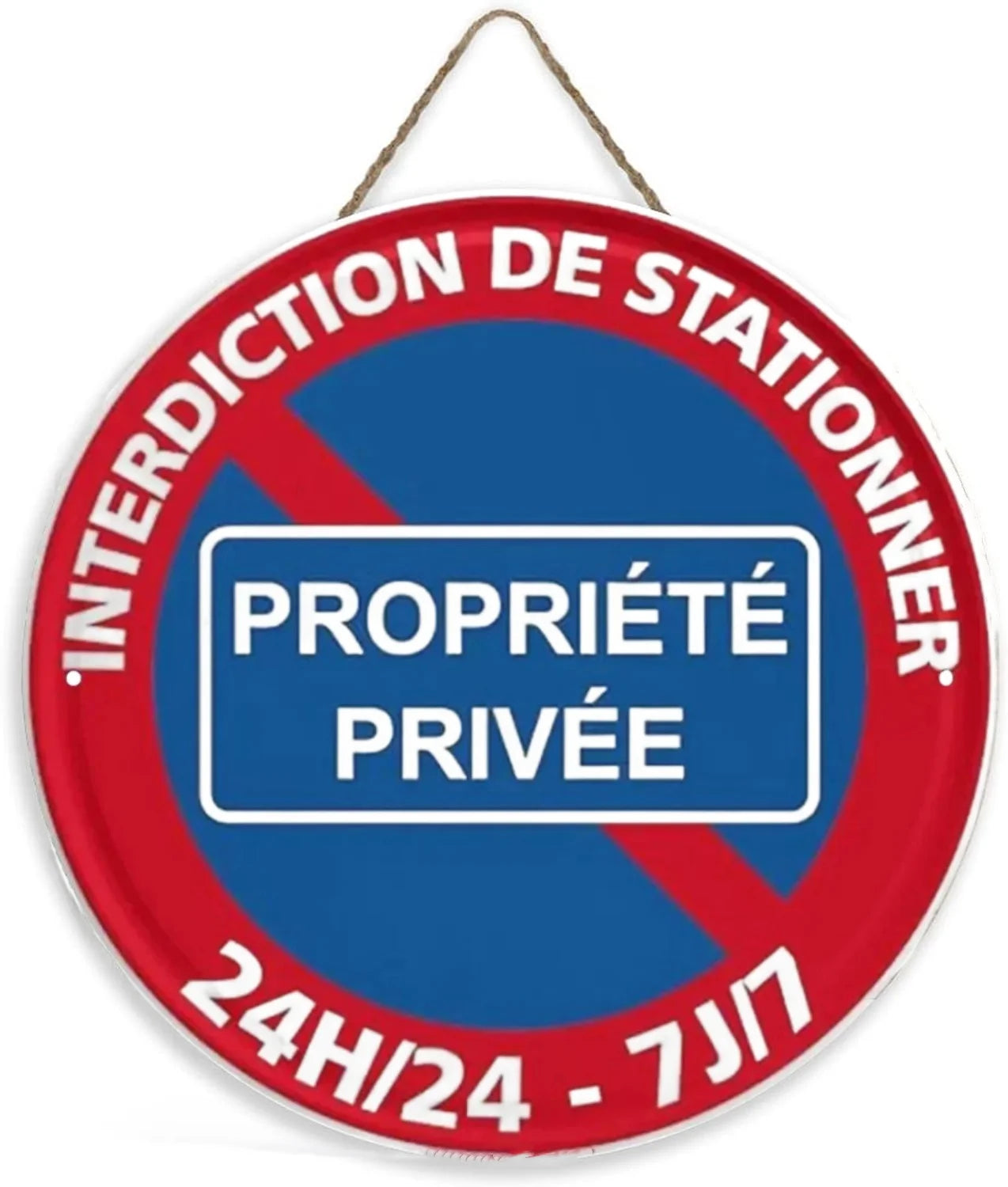 Panneau Rond en Bois “Propriété Privée – Accès Interdit – Vidéosurveillance” – Décoration Murale Sécurité pour Cour, Jardin et Allée