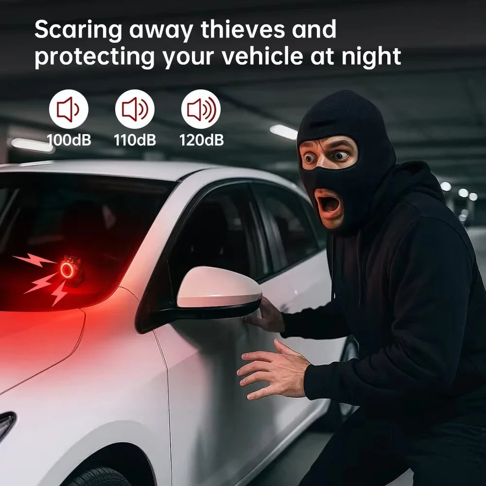 Awapow Alarme Antivol pour Voiture avec Capteur de Vibration – Système de Protection Rechargeable USB-C 120 dB pour Automobile