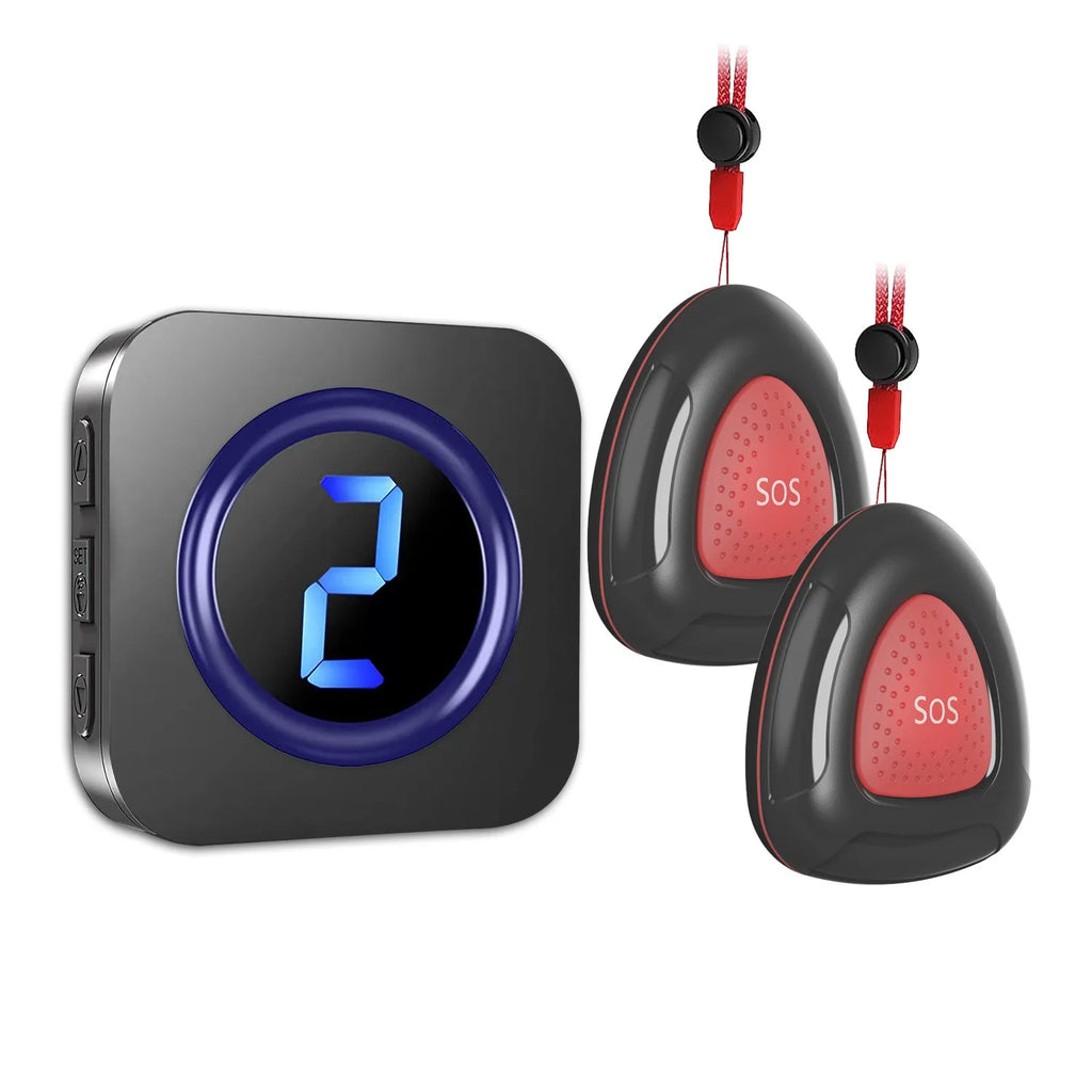 Sistema de llamadas a pacientes sin filtro con botón SOS Étanche IP55 – Buscapersonas con pantalla LED para personas mayores y pacientes 