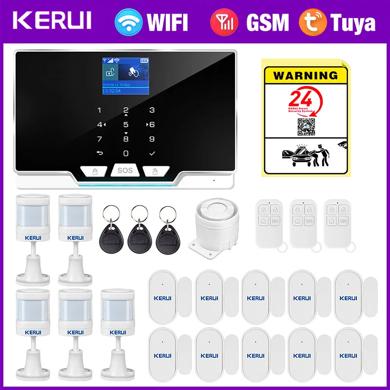 KERUI G20 - Sistema de alarma Casa Conectada Tuya Smart con color de pantalla, Sirène y detectores Sans Fil 433 MHz, Compatible Alexa 