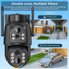 Caméra de Surveillance Solaire ABUNTU 8MP 4K à Double Objectif – Caméra WiFi Extérieure avec Détection Humaine PIR, Audio Bidirectionnel et Double Écran