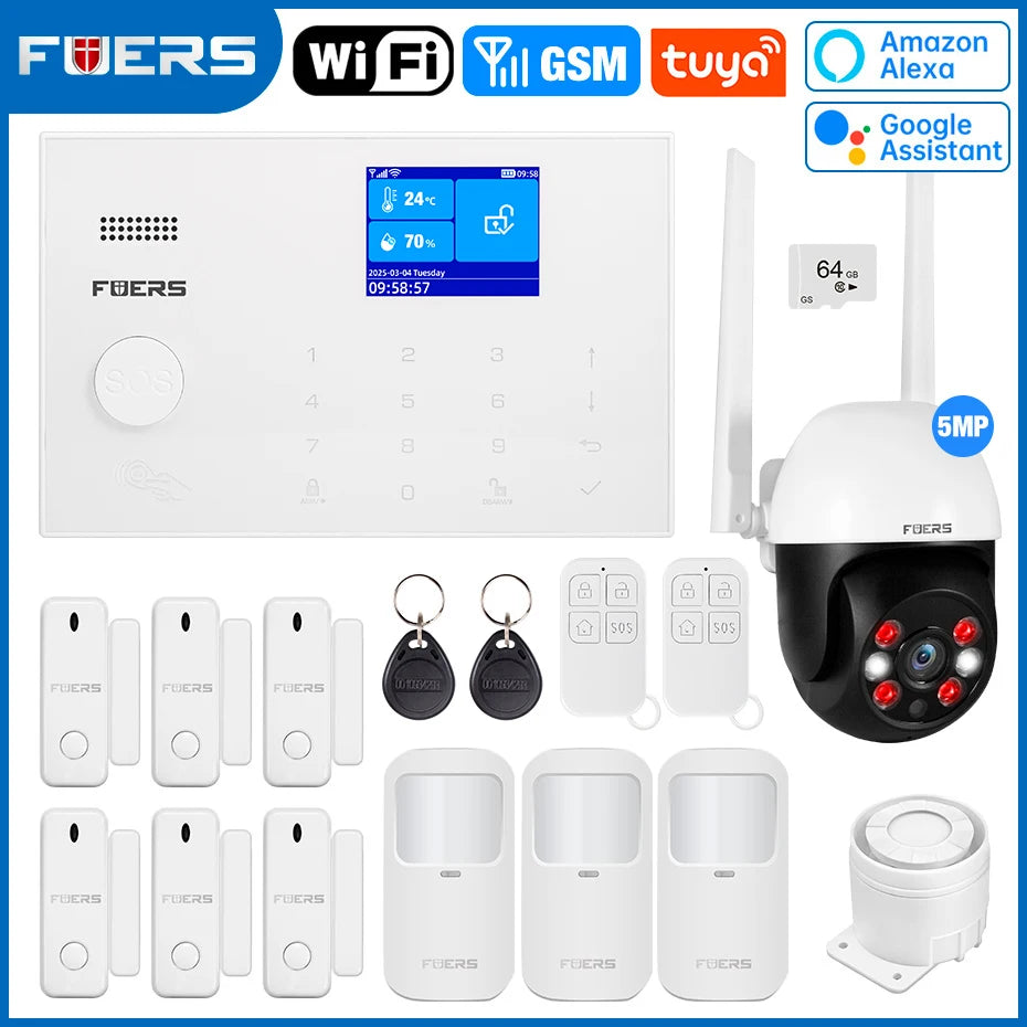 FUERS G30 – Sistema de alarma Maison Connecté Tuya WiFi &amp; GSM, Écran Couleur, Sirène et Détecteurs, Seguridad Sans Fil avec Application